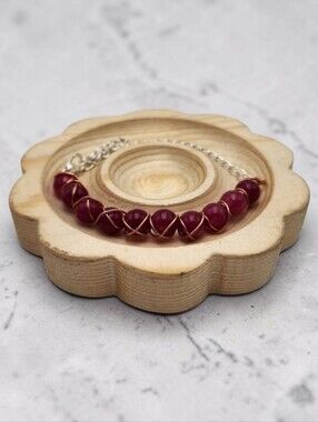 Handmade Wire Wrapped Adjustable Red Beaded Bracelet Boho Jewelry Gift